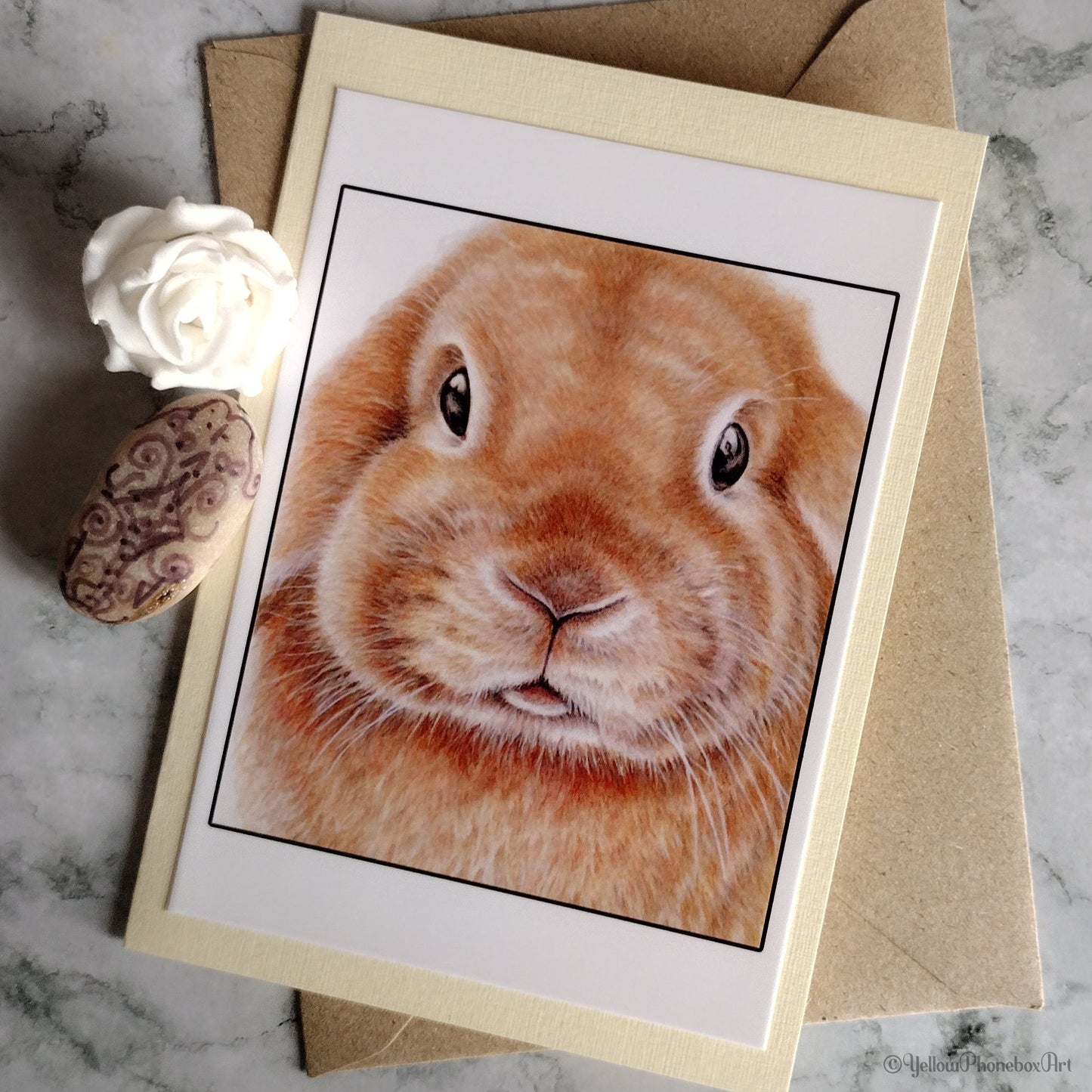 ‘Bunny’ - Handmade Greeting Card With Blank Inner and Envelope