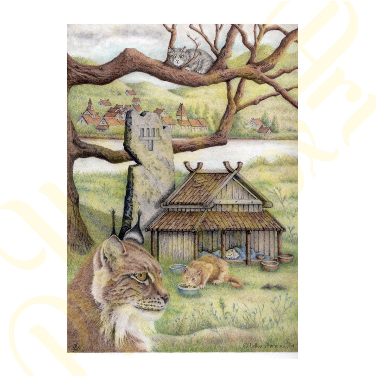 ‘Shrine To The Feline’ - Art Print From Original Artwork