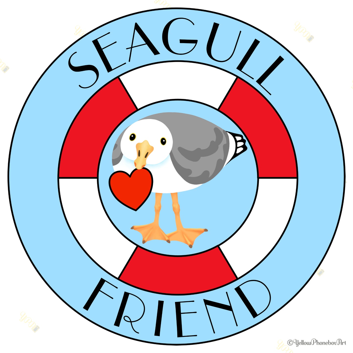 Seagull Friends – Curious Seagull Die-Cut Self-Adhesive Sticker A3
