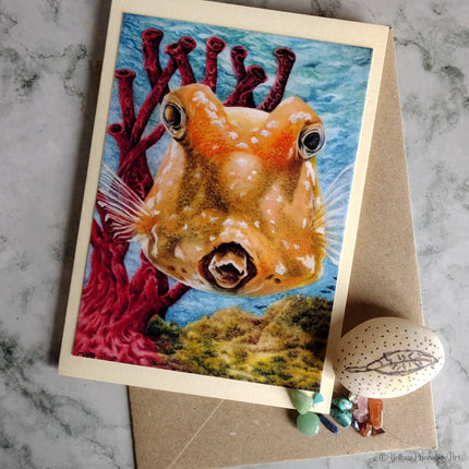 ‘Boxfish Are Cute Too!’ - Handmade Greeting Card With Envelope