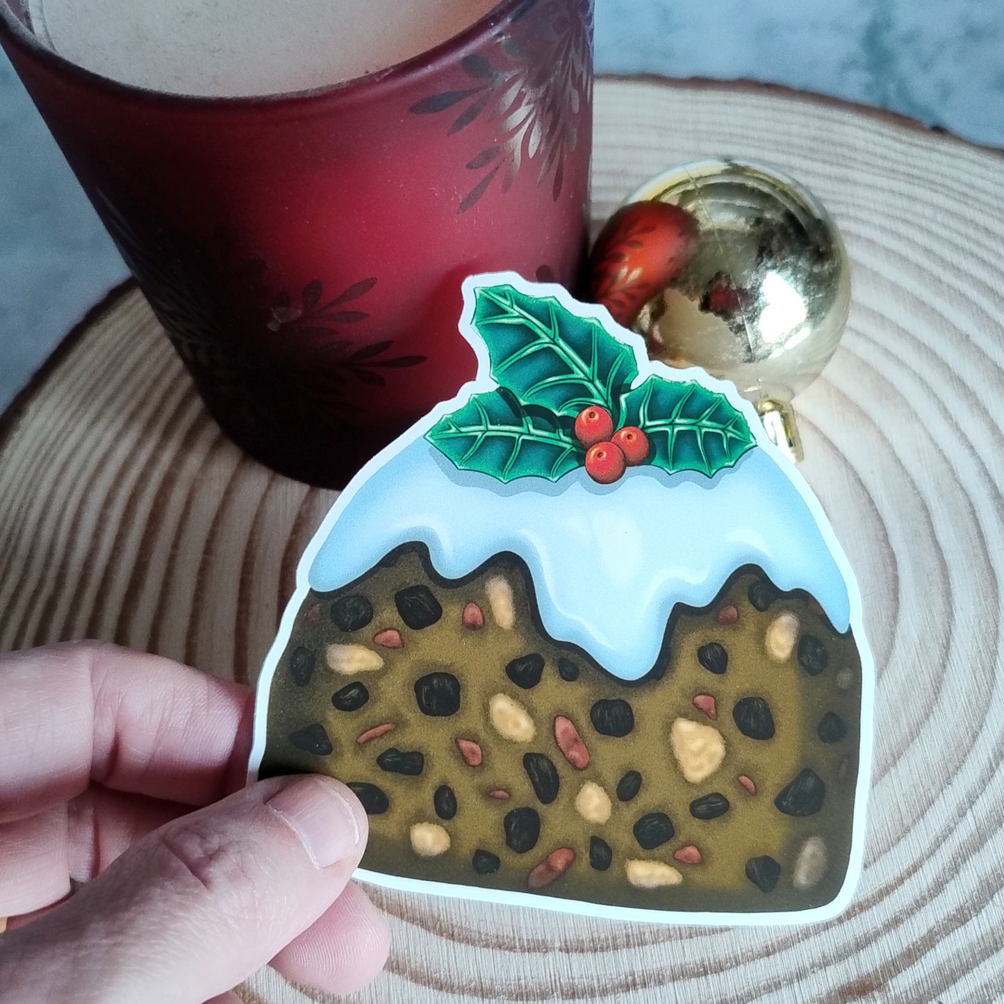 Christmas Pudding Self-Adhesive Sticker