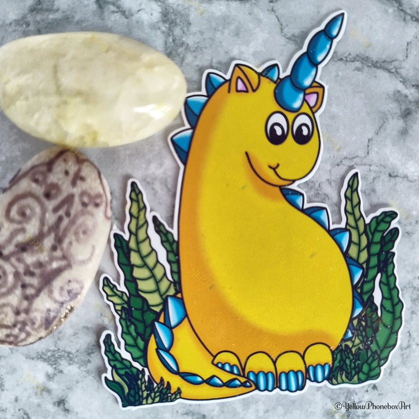 ‘Sunbeam The Unicorn Dinosaur’ Die-Cut Self-Adhesive Sticker