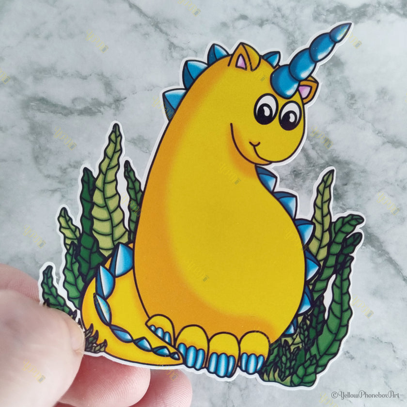 ‘Sunbeam The Unicorn Dinosaur’ Die-Cut Self-Adhesive Sticker