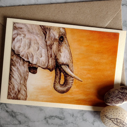 ‘Elephant Sunset’ - Handmade Greetings Card With Envelope