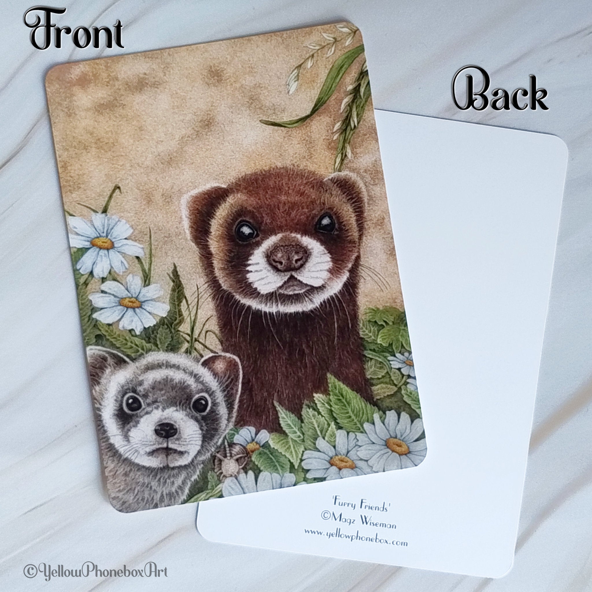 ‘Furry Ferrets’ - Matte Finish Postcard With Rounded Corners