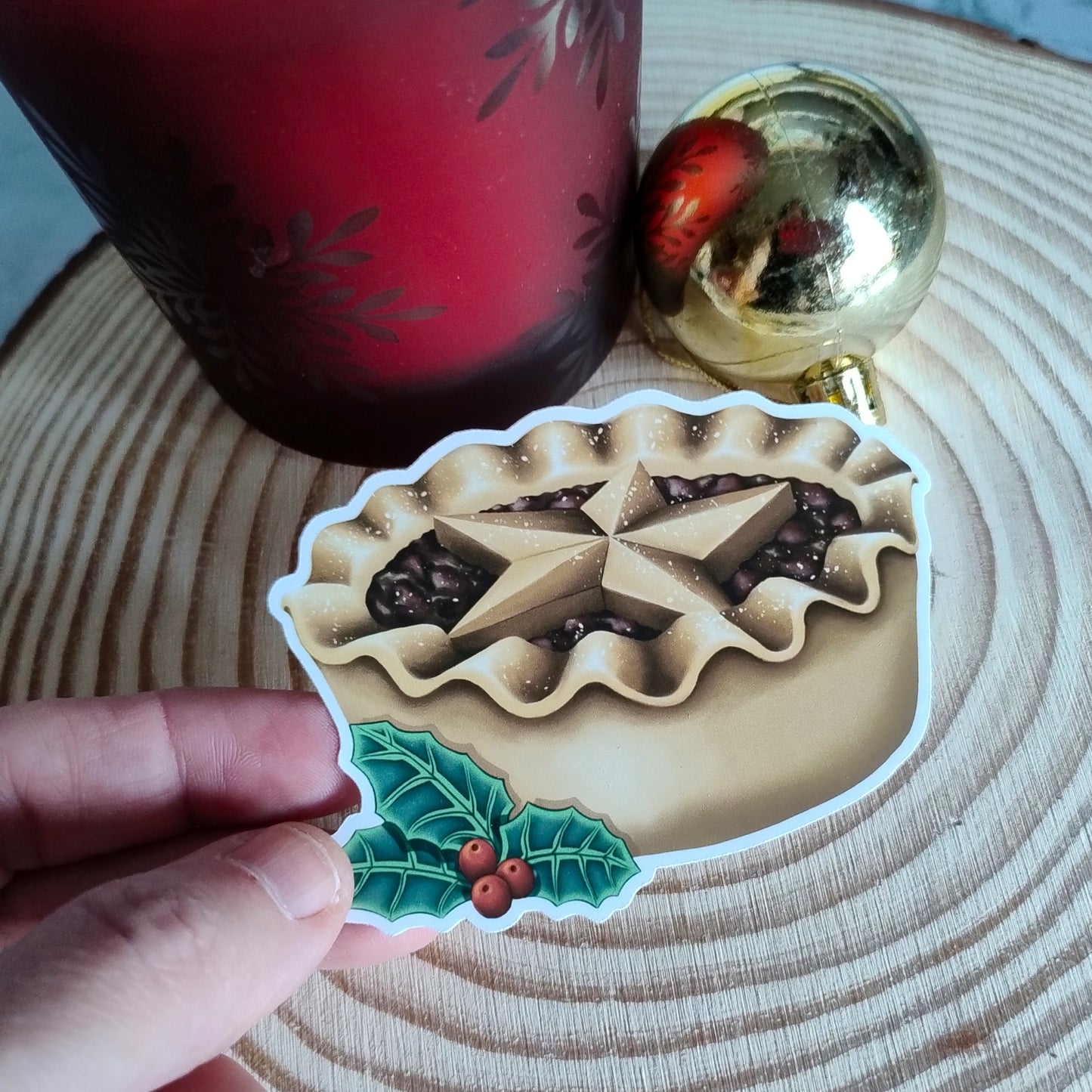 Christmas Mince Pie Self-Adhesive Sticker