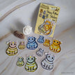 Stripy Kittiez Stickers Set 1 10 cute cat stickers – 5 large (5x5cm approx) and 5 small (3x3cm approx)