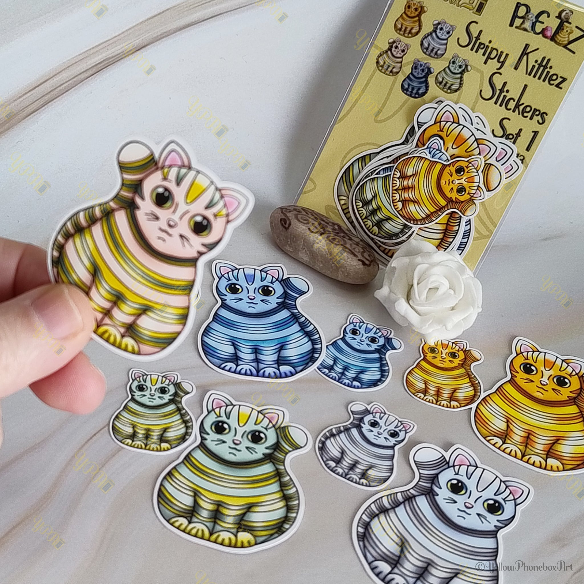 Stripy Kittiez Sticker 5cm (approx)