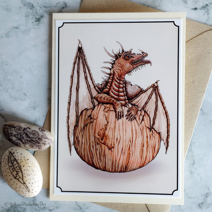 ‘Wood Hatchling’ - Handmade Greetings Card With Envelope