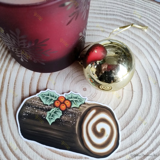 Yule Log Self-Adhesive Sticker