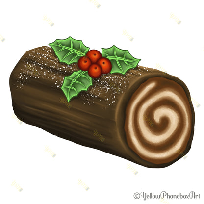Yule Log Self-Adhesive Sticker