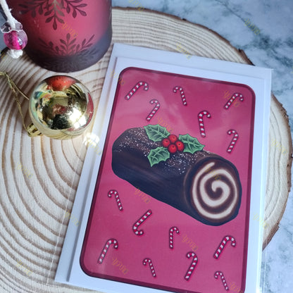 Yule Log Card with Envelope