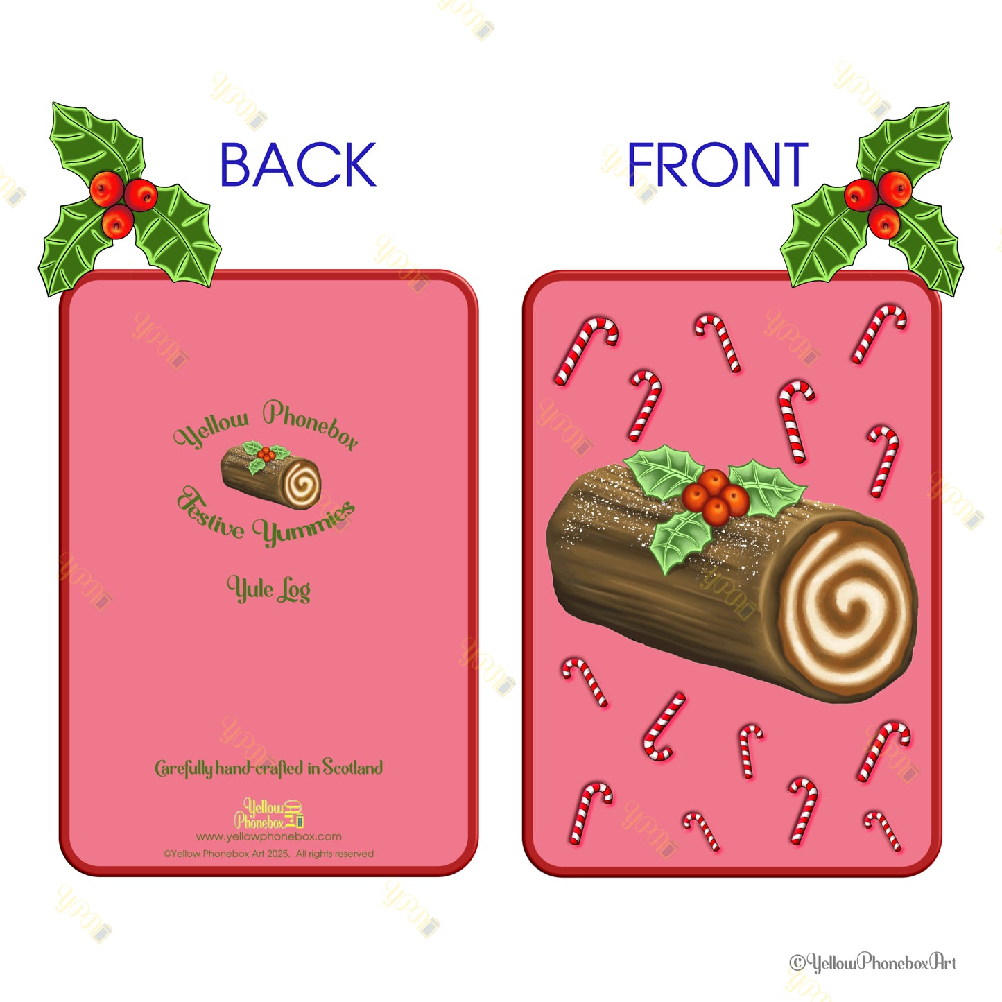 Yule Log Card with Envelope